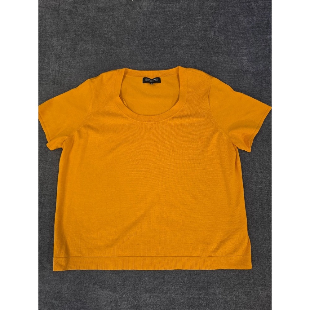 Jones New York Silk Blend Short Sleeve Sweater Mustard Yellow Plus 2X Top